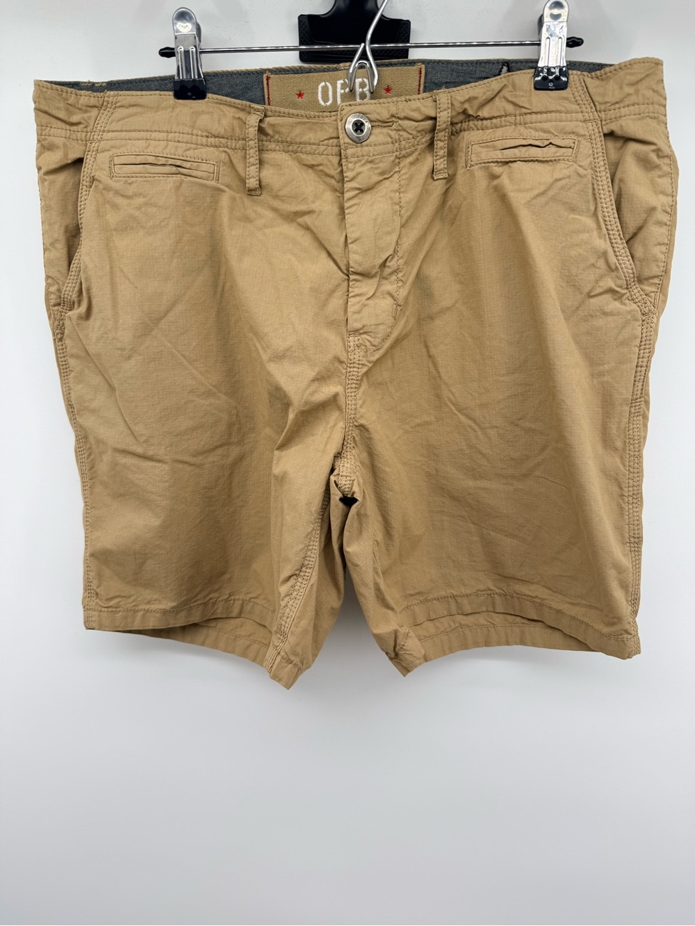 Paperbacks PB Men’s Khaki Chino Shorts 100% Cotton Casual Flat Front Size 38